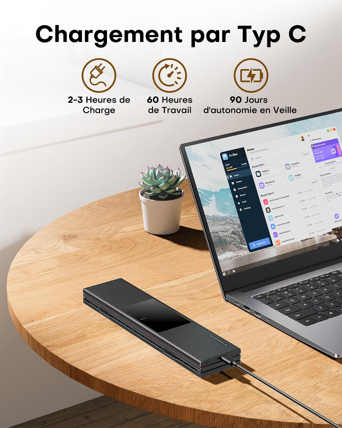 OMOTON Kabellose Tastatur, AZERTY, faltbar, Bluetooth, mit Touchpad, Schwarz | Multi-Geräte, 3 Bluetooth-Geräte, leise Mini-Tastatur, kompatibel mit Android Windows iOS Telefon Tablet iPad