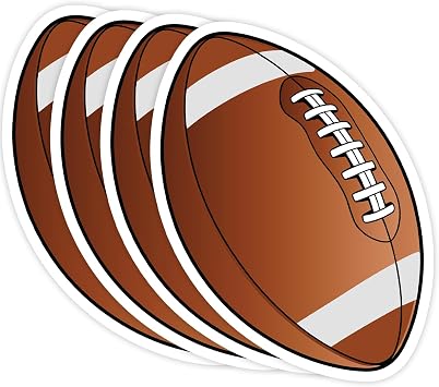 | 4 Pcs Football Stickers 3 By 2.35 Strong Adhesive, Durable, Weatherproof Large Football Stickers. Perfect for Poster Board, Laptops, Vehicles Etc.