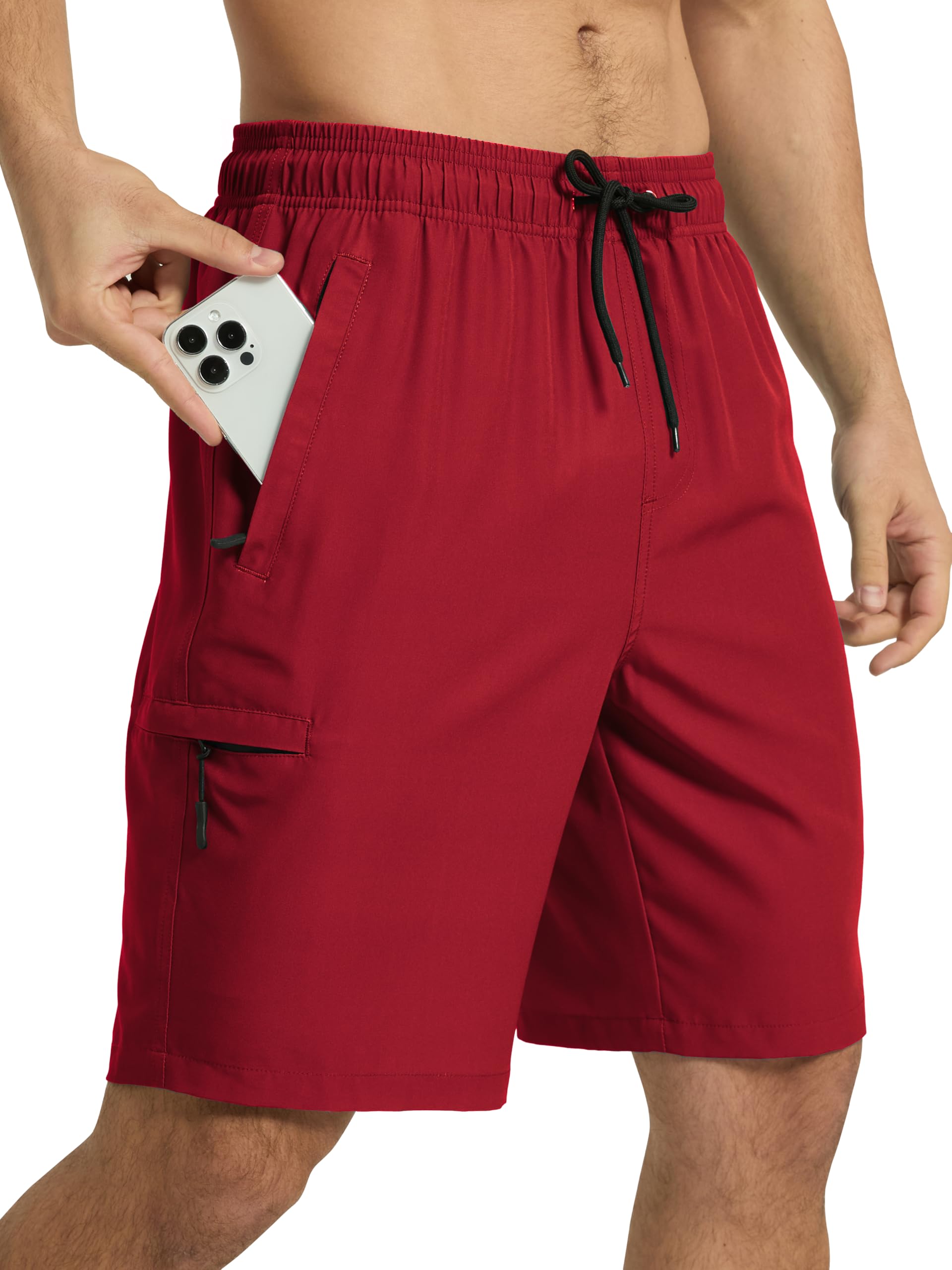 Arcweg Badehose Herren Cargo Shorts mit Reißverschlusstasche - Lange & Schnelltrocknende Badeshorts Schwimmhose ohne Innenfutter für Freizeit, Strand und Sport S-3XL