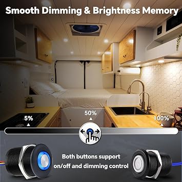 acegoo 3-Way All-Aluminum Dimming Switch and RV LED Ceiling Light Bundle
