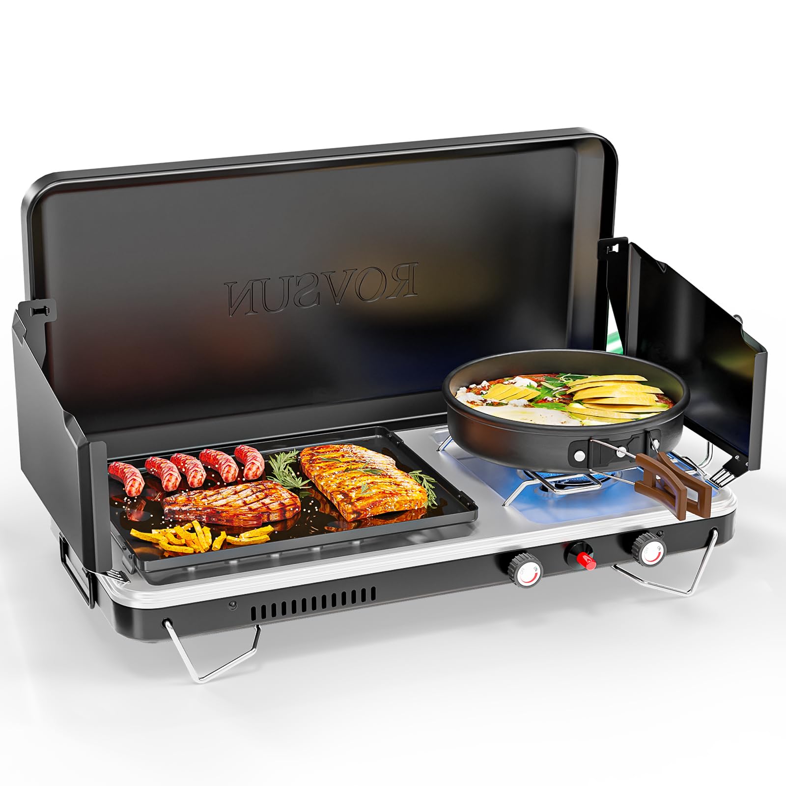 2-in-1 Portable Camping Stove with Grill