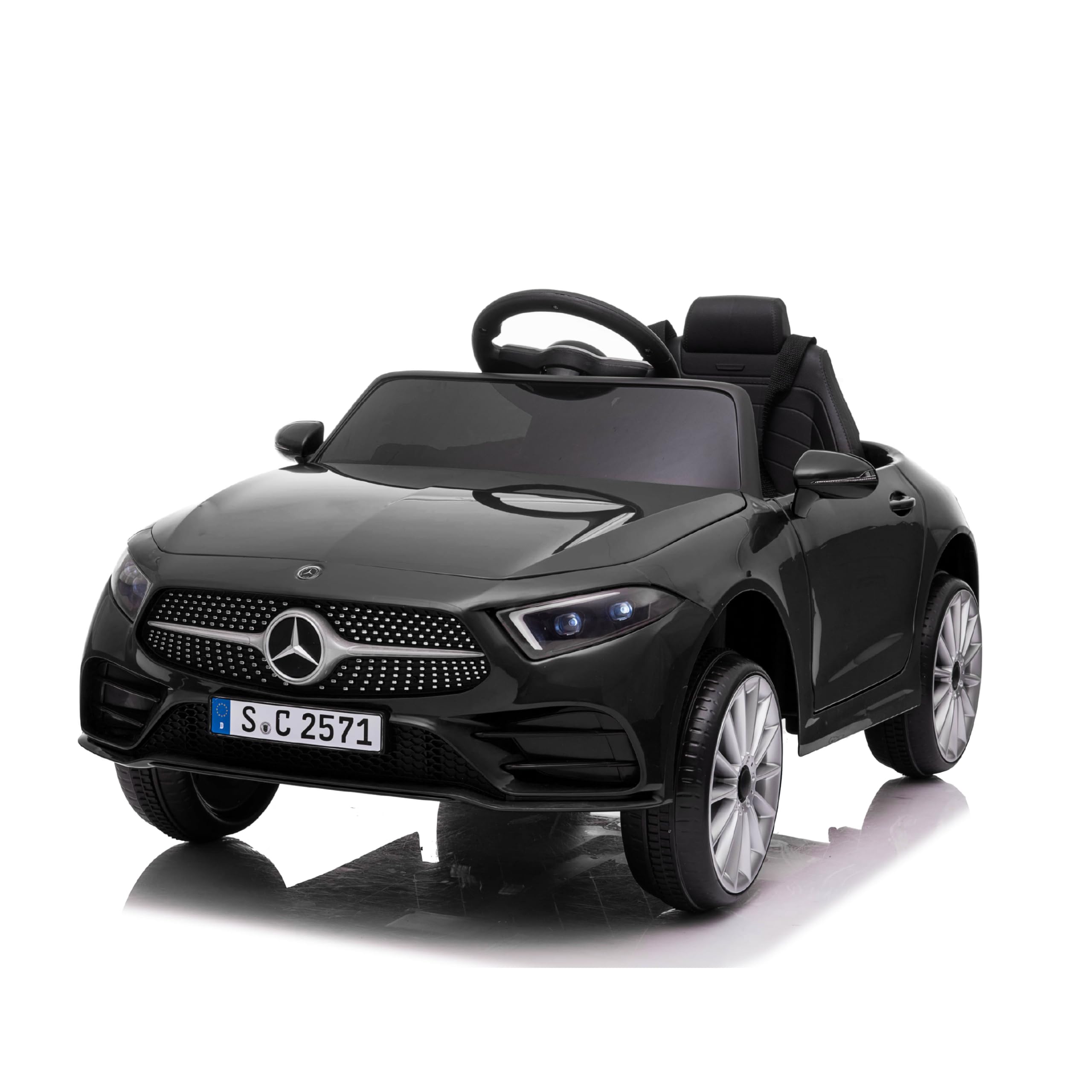 Baroni Toys Macchina Elettrica per Bambini Mercedes AMG Baby car Elettrica Full Optional Nera, Auto Telecomandata con Sedile in Plastica e Porte Apribili, Battera 12V, Carico fino a 30 Kg
