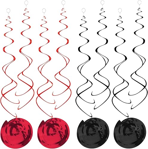 Miniatura 6 de 30 remolinos colgantes de color rosa intenso, decoraciones de fiesta de remolino, serpentina de plástico para techo, 26 pulgadas