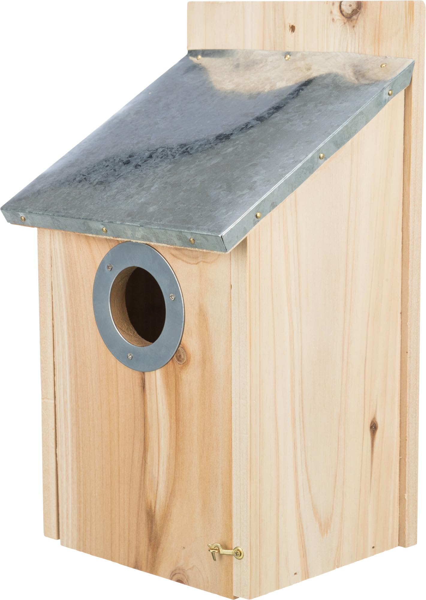 TRIXIE Nesting Box for Starlings – With Woodpecker Protection & Hinged Front – Glazed Pine Wood & Galvanised Metal – 18 × 31 × 16 cm – Entrance Ø 4.5 cm – 55859