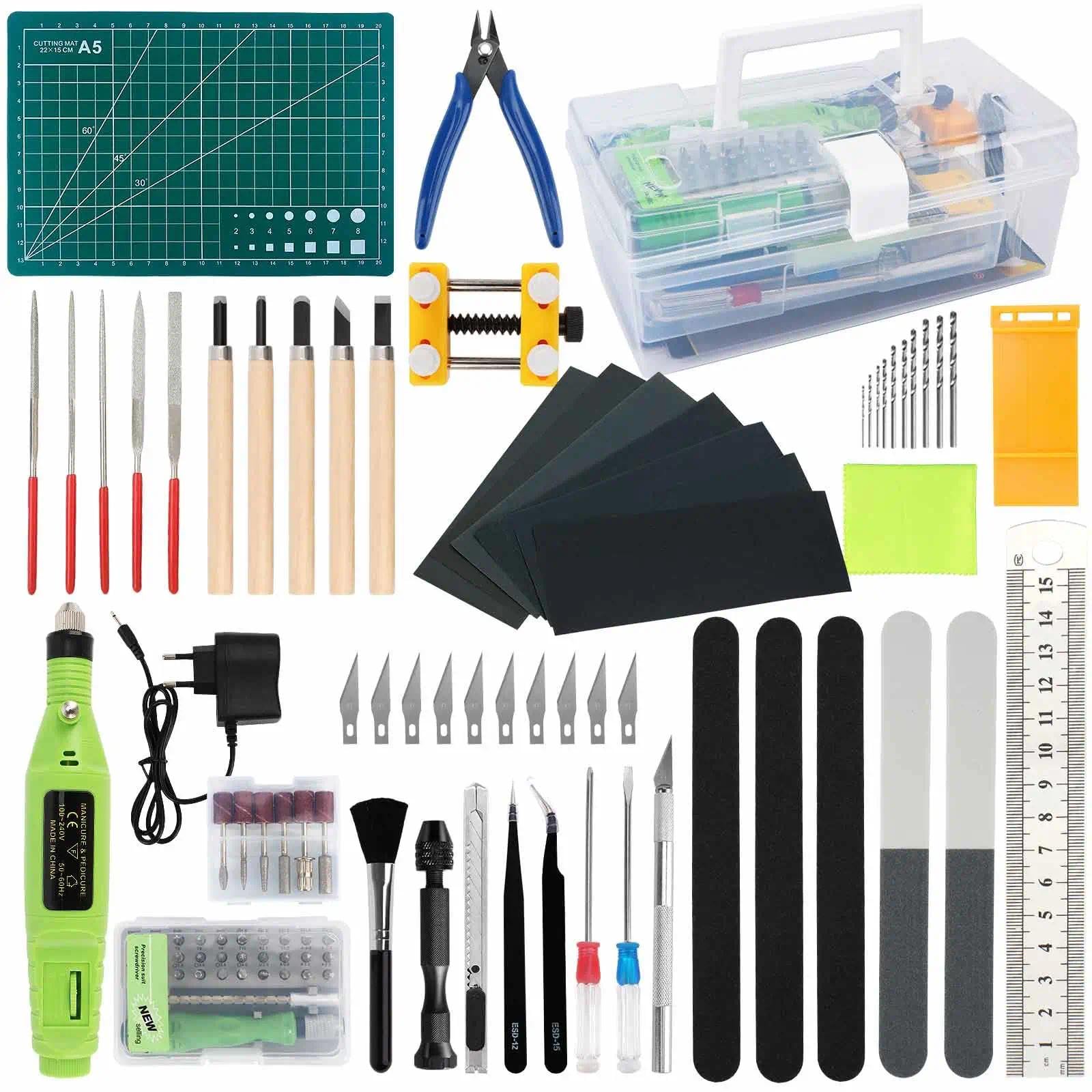 QLOUNI 103 Pièces Kit di Modellismo,Kit Maquette Modelisme de Construction de Loisirs,Outils de Modélisme Pour la Construction du Modelismo de Base Réparation et la Fixation