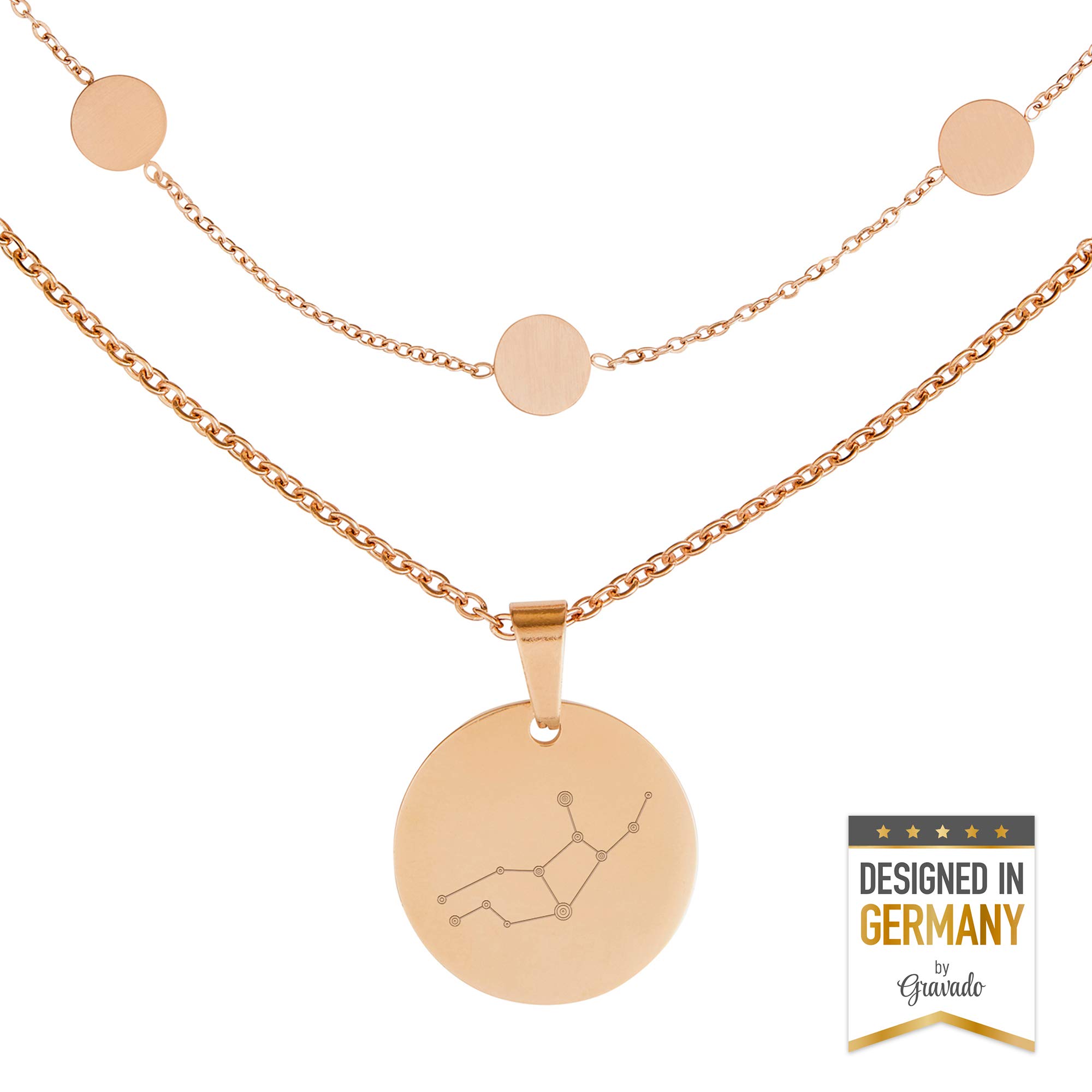 Gravado Ketten mit Coin Anhängern und Sternbild Gravur - Set Layering - Personalisiert mit Initiale