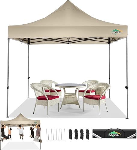 Miniatura 14 de COBIZI Tienda de campaña emergente portátil de 10 x 10 pies con 4 paredes laterales, toldo comercial resistente UPF 50+, toldo impermeable para todo