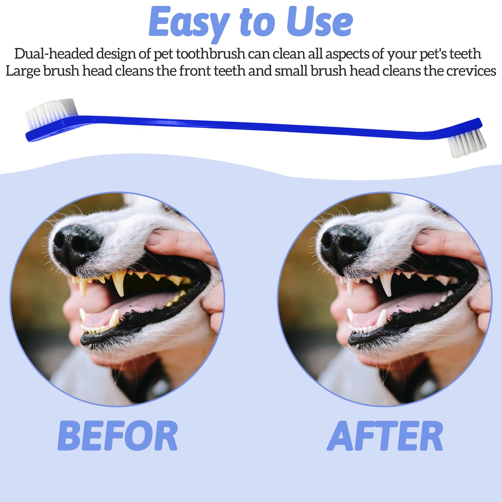 Apatal 150Pcs Dog Toothbrush Dual Headed Puppy Tooth Brushing Kit Long Handle Soft Grooming Pet Dental Brushes Convenient Double Sided for Pets Puppy Teeth Brush Cleaning Oral Care Supplies-Blue 3