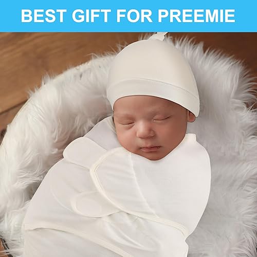 Miniatura 6 de Chuarry Paquete de 3 mantas para bebés prematuros con sombrero, manta de recepción para bebé prematuro (estilo clásico)