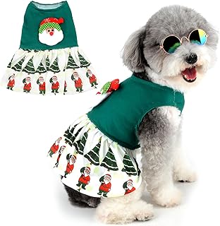 Zunea Christmas Dog Dresses for Small Dogs Santa Claus Xmas Trees Pattern Puppy Girl Xmas Dress Female Pet Skirt Christmas Costumes Doggie Chihuahua Yorkie Clothes Outfits Green XL