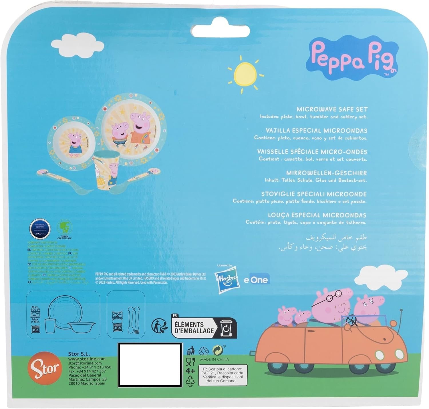 2630; vajilla Reutilizable Peppa Pig; Compuesto por Vaso; Plato y Cuenco; No BPA