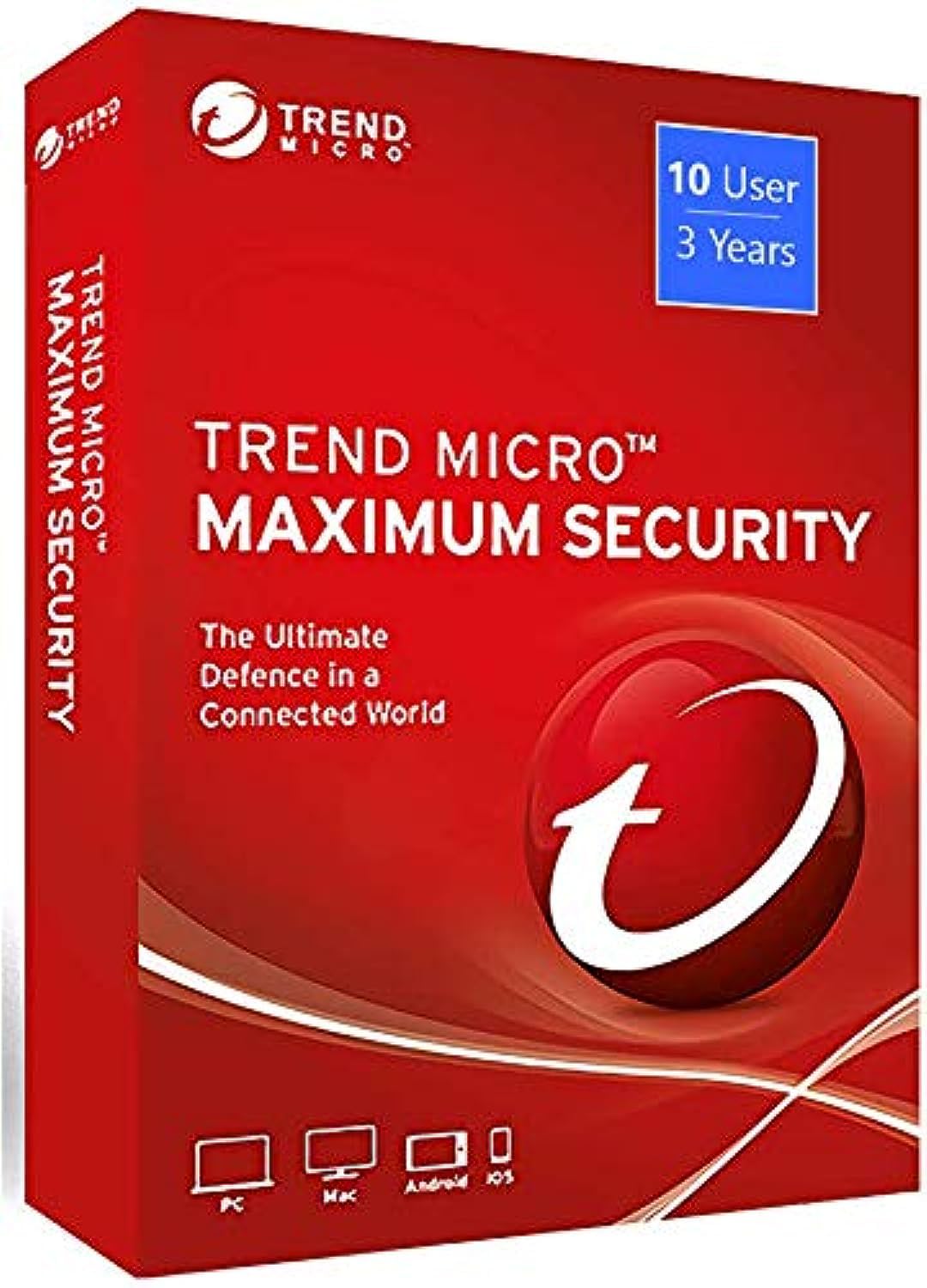 Trend Micro Maximum Security: Global Version (Windows/Mac/Android/iOS)- 10 User, 3 Year (License Key: e-mail delivery in 24 Hours - No CD)