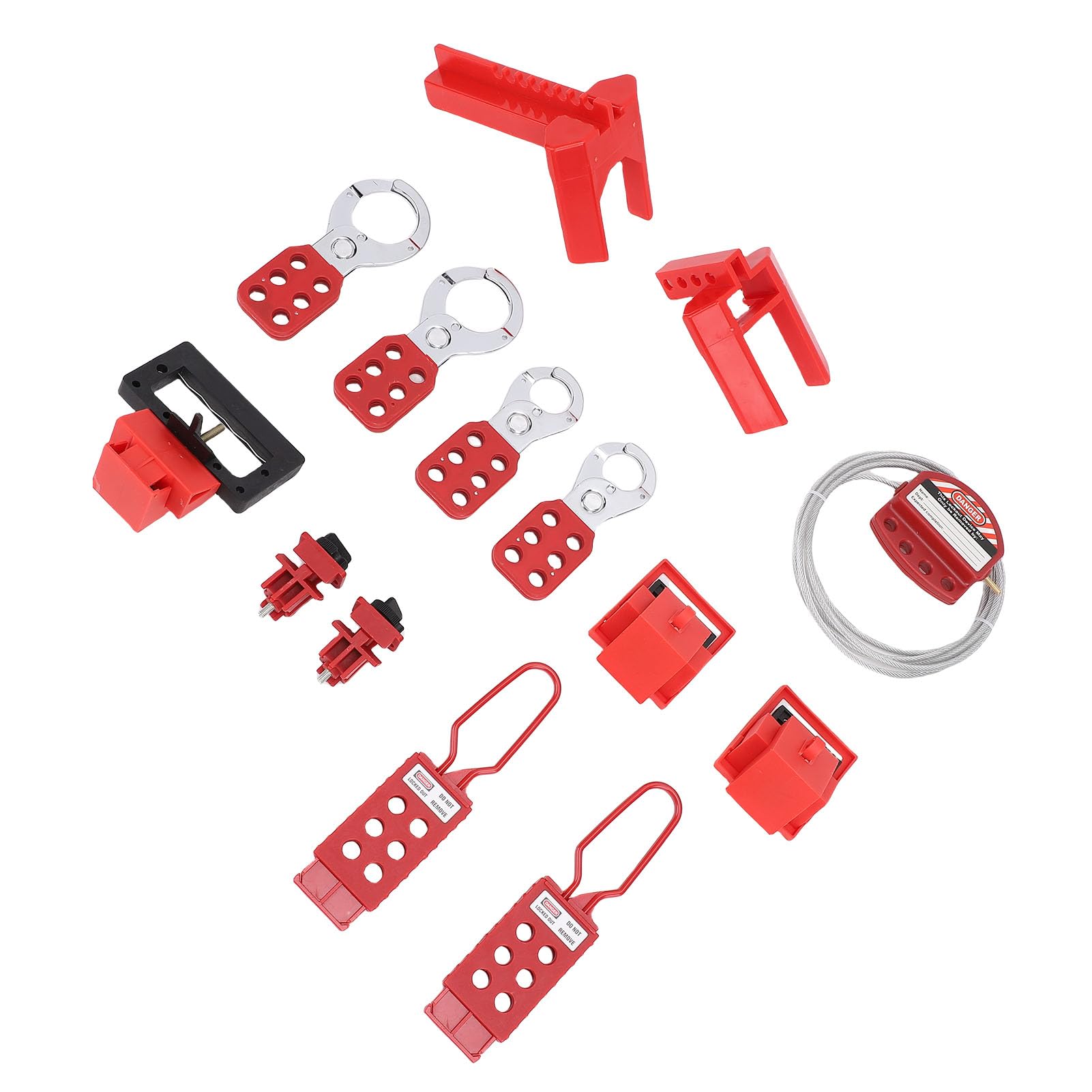 RiToEasysports Kit de bloqueo con caja de herramientas, kit de candados de seguridad industrial para mantenimiento de aparatos eléctricos, abrazadera y cierres universales con