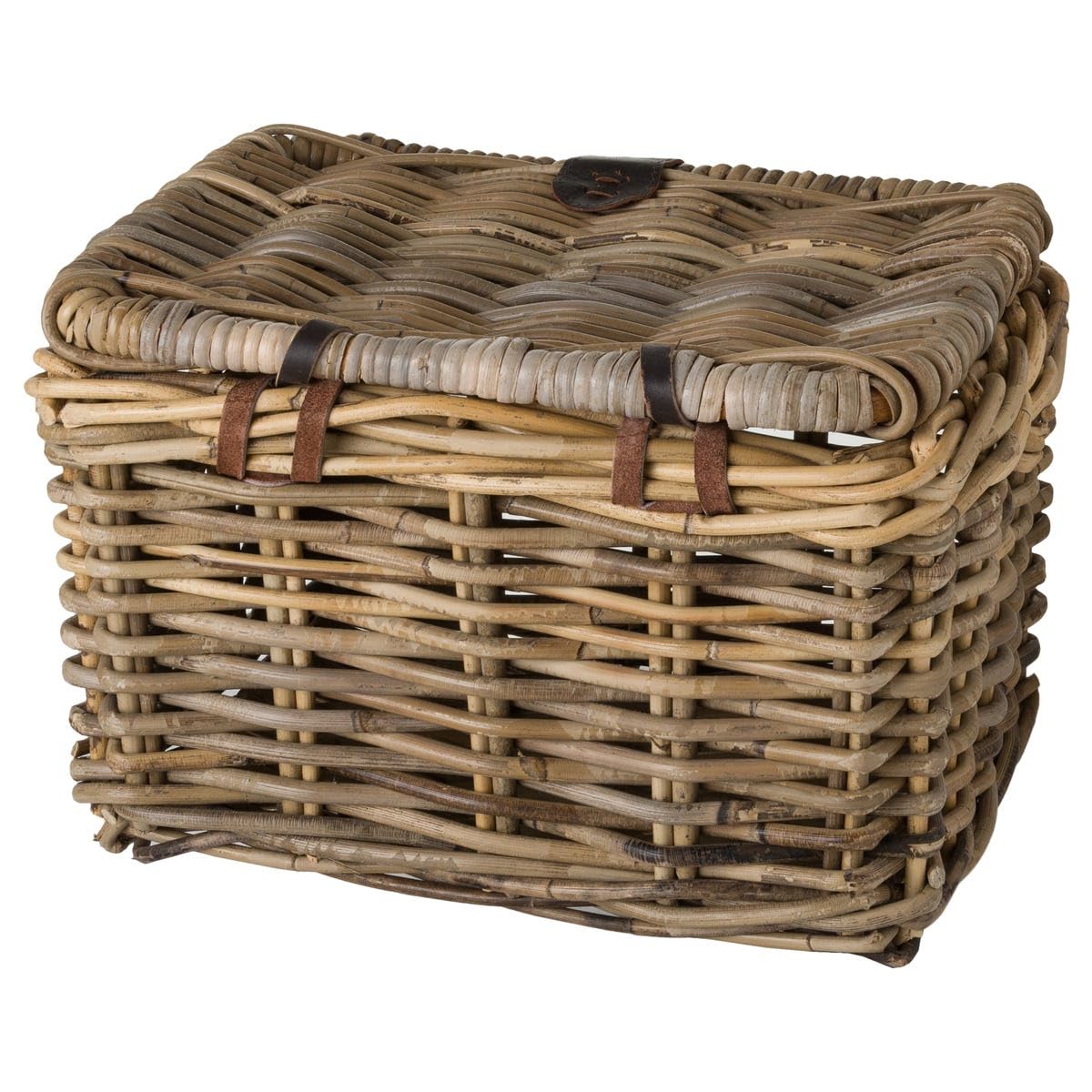 FAST RIDER Junior Fahrradkorb Vorne für Kinderfahrrad, 8L Fahrrad Korb für Schulranzen, Bike Basket mit Deckel, Ergonomisch, Modisch, Schutz vor Regen, Handgemacht - Rattan Beige
