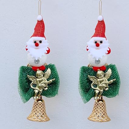 Khakee Christmas Decorations Items for Home - Set of 2 Christmas Santa Claus Hanging for Main Door Wall Xmas Tree Hanging Ornaments (xd2-2)