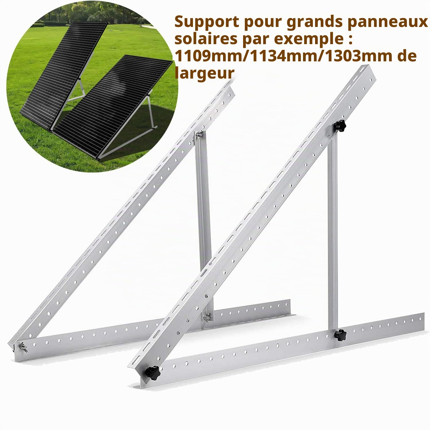 TEOV Fixation Support Kit Panneau Solaire 45 Pouces, Universel pour Panneau Solaire 100W - 600W Toit Plat Avec une Inclinaison Vendable, Support de Panneau Solaire, Support Approprié 1140mm 2 Paire