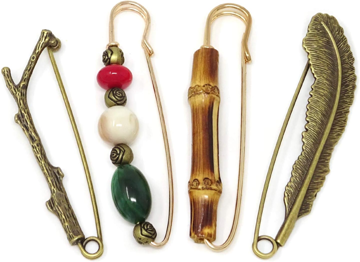 "Honbay 4PCS Vintage Chic Brooch Extra Large Safety Pins for Blankets, Skirts, Kilts, Crafts"