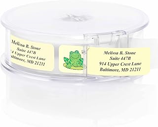 Frog on a Lily Pad Designer Rolled Address Labels with Elegant Plastic Dispenser