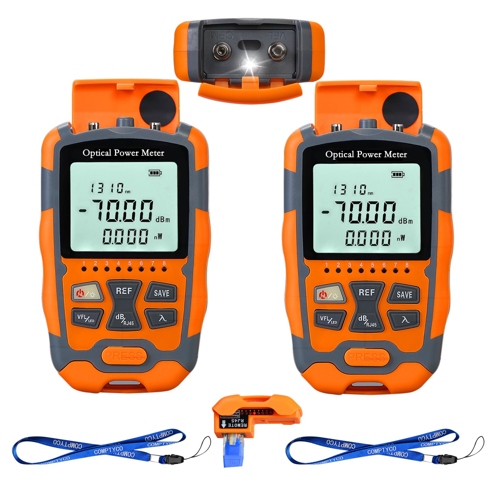Localisateur visuel de défauts 4 en 1 10 MW VFL et compteur de puissance optique portable OPM (FC/SC/ST) et test réseau RJ45 et éclairage LED, testeur portable de fibre optique, 2 pièces