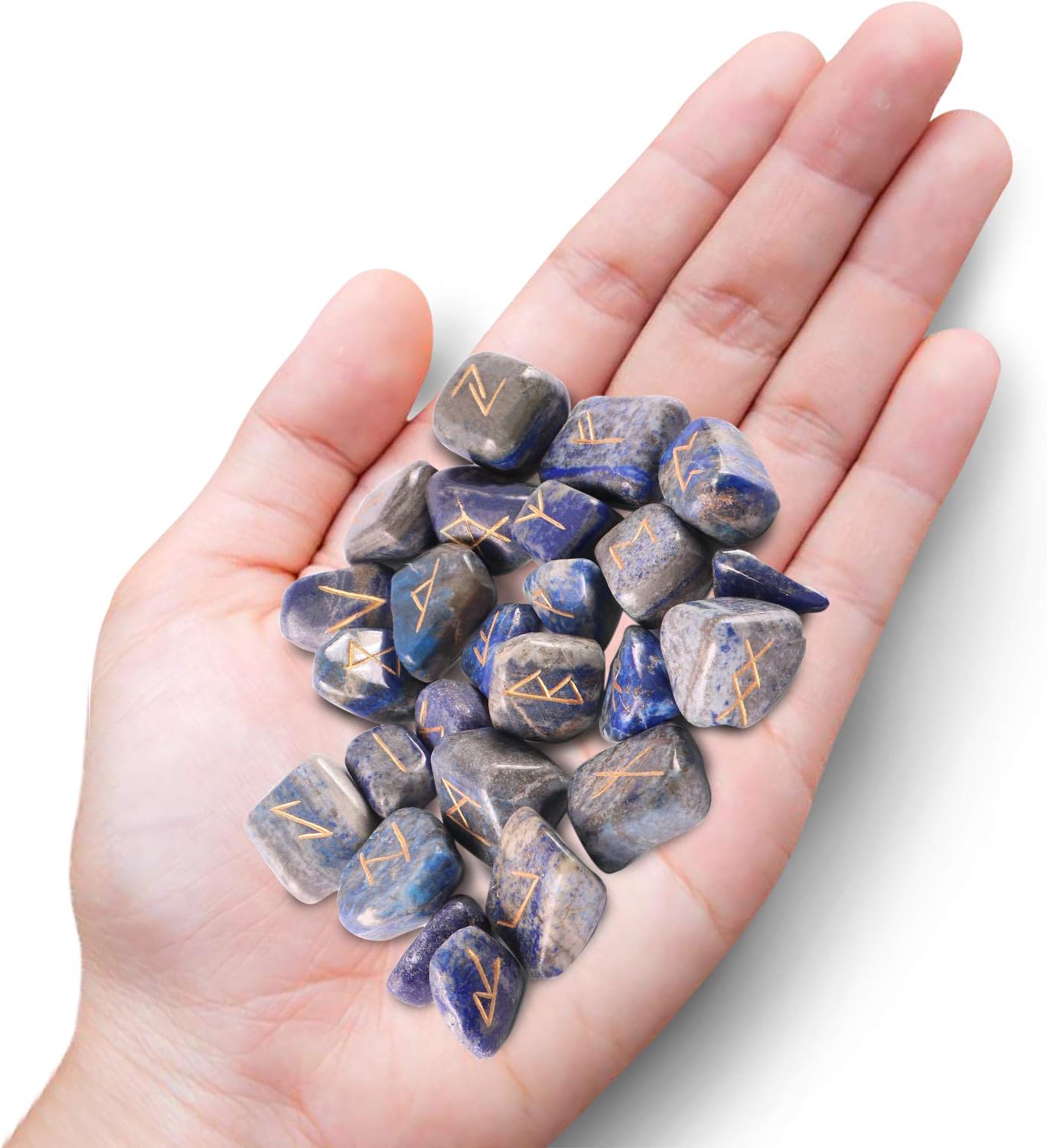 cosynee Healing Gemstone Rune Stones with Pouch (Lapis Lazuli) : Home & Kitchen