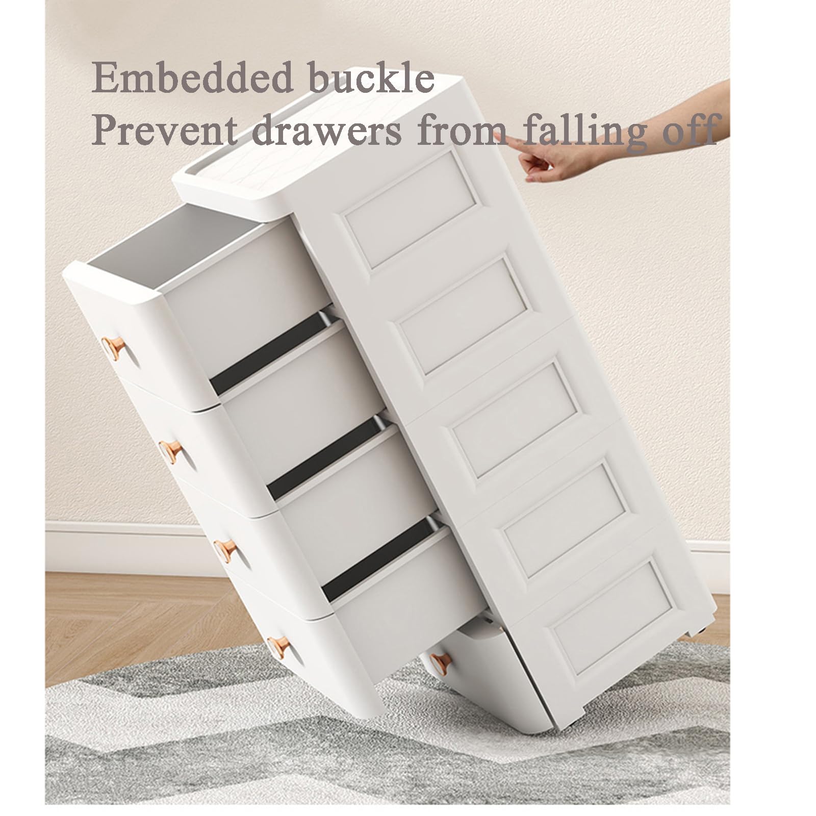 Cajonera de plástico con ruedas para ahorrar espacio, color blanco, 25 cm