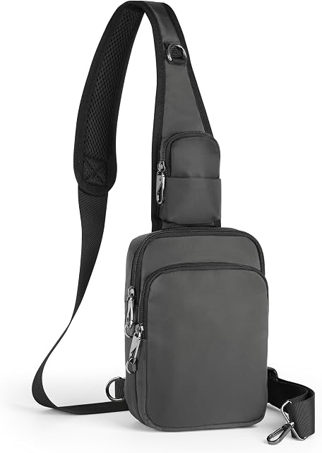 Crossbody Bag for Women, Sling Bag with Zipper Lock, RFID & Water Resistant for Men Small Chest Bag for Travel Casual