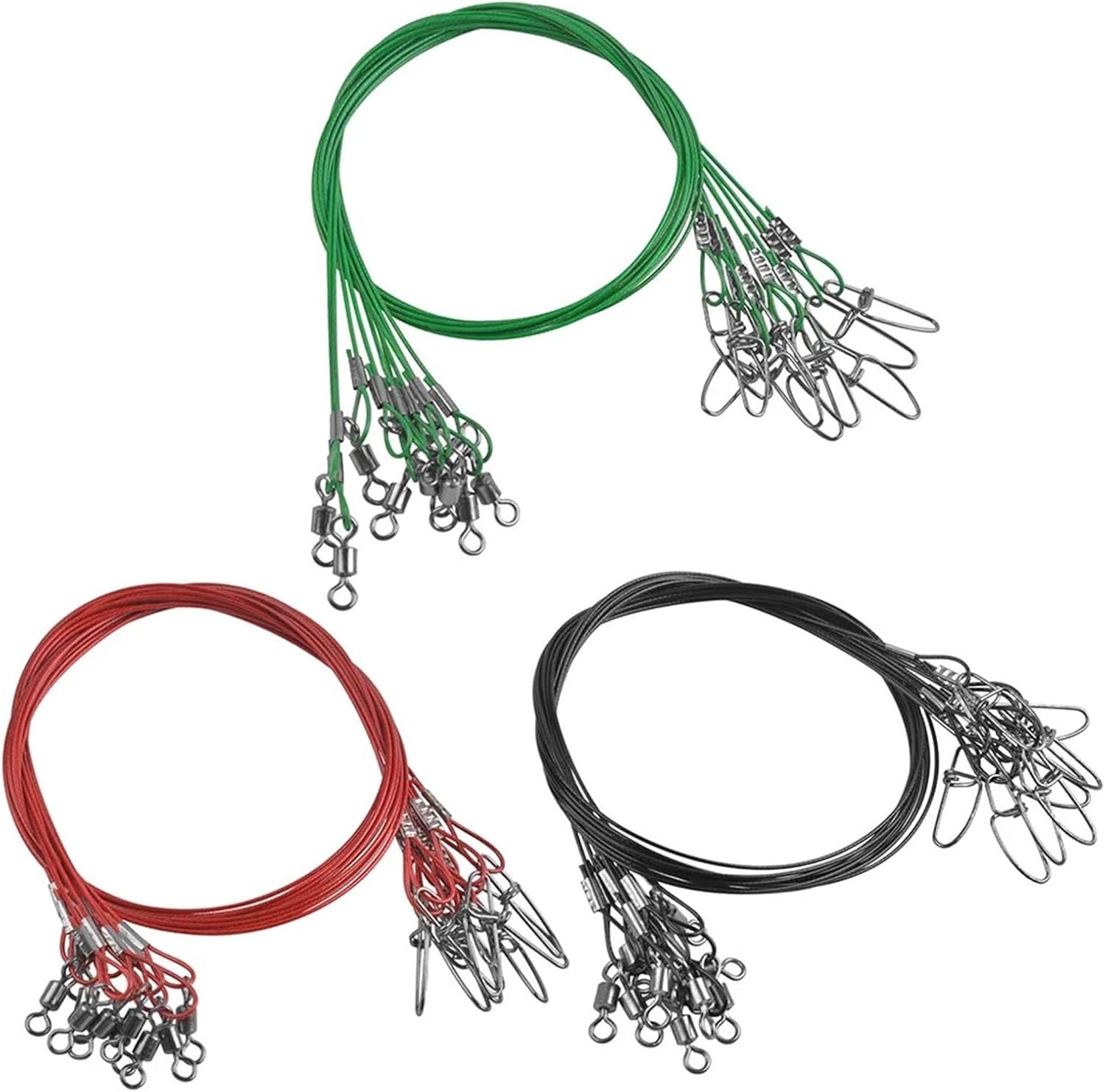 40 Pcs 50CM 150LB Saltwater Fishing Leaders - Steel Wire with Swivels for Big Game