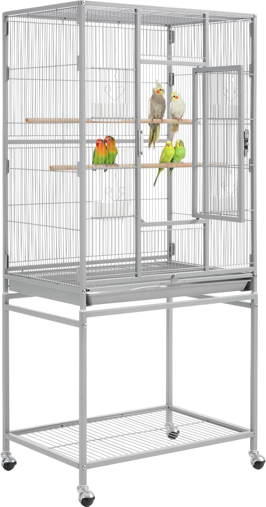 Yaheetech Metal Large Bird Cage Parrot Parakeet Cage w/Stand for Small Parrot Cockatiel Sun Parakeet Lovebird Budgie Finch Canary Green Cheek Conure, 54inch