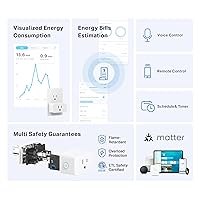 Vista 2 de TP-Link Tapo Enchufe inteligente Mini, compatible con Matter, compatible con Alexa, Google Home y Samsung SmartThings, monitoreo de energía, 15A