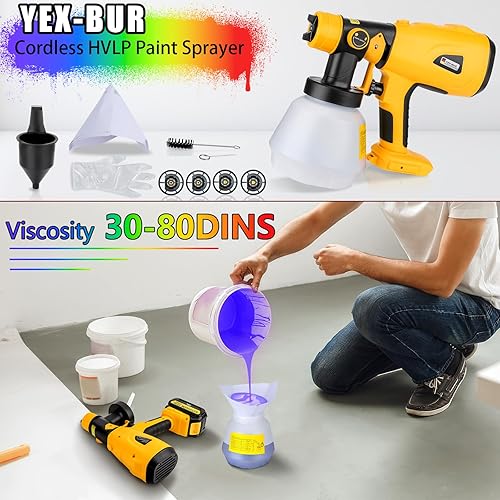 Miniatura 4 de Rociador de pintura inalámbrico para Dewalt 20 V 60 V batería 200 W pistola de pulverización portátil HVLP sin escobillas con contenedor de 33.8 fl