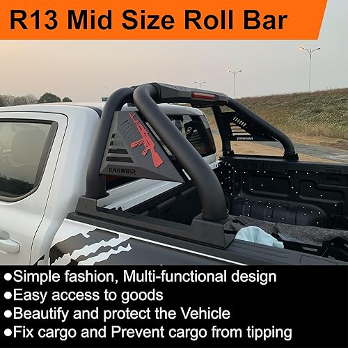 Miniatura 26 de Barra antivuelco para camioneta de tamaño completo, jaula de rollo ajustable deportiva compatible con Tundra, Serie F, Ram 1500/2500/3500