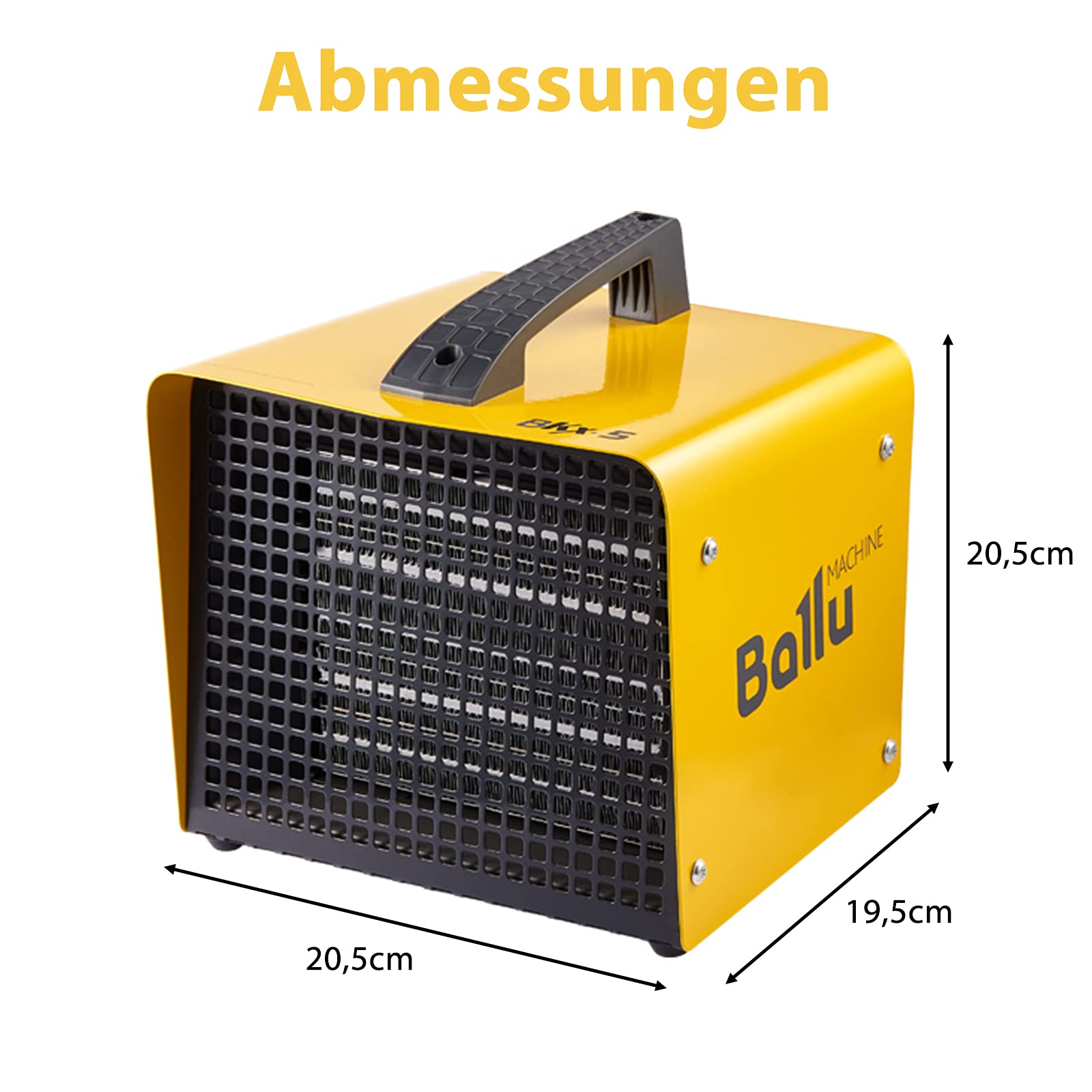 Ballu BKX-5 - Termoventilatore elettrico in ceramica, 2 livelli di riscaldamento, 1800 W/3000 W, con termostato, per cantieri, casa, officina, appartamento, garage