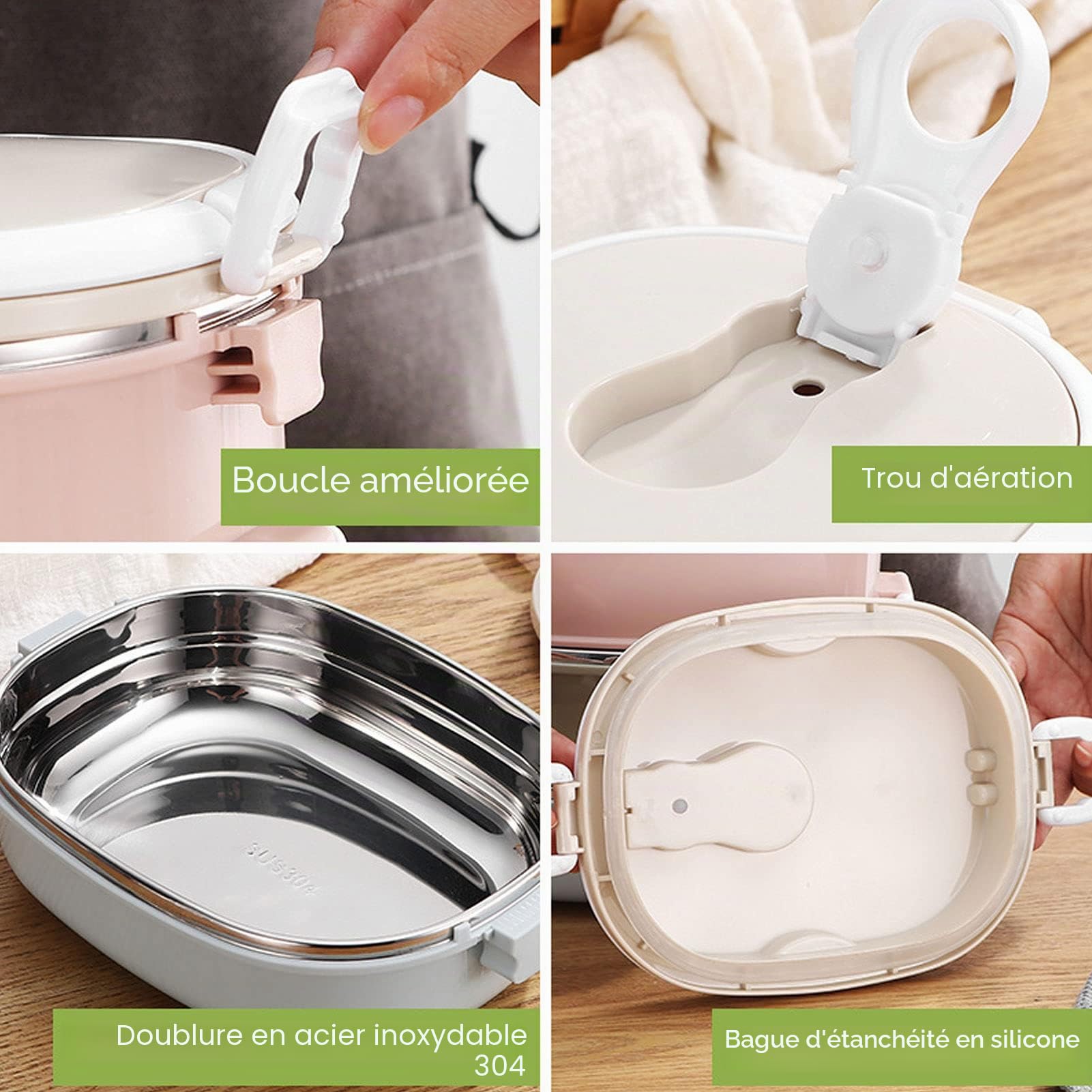 Boîte à Lunch, Conteneurs à Lunch pour Aliments Chauds à Isolation Thermique, Boîte à Lunch Bento pour Enfants en Acier Inoxydable 304 Portable étanche, Stockage D'aliments Froids(1800 ml 2 couches)
