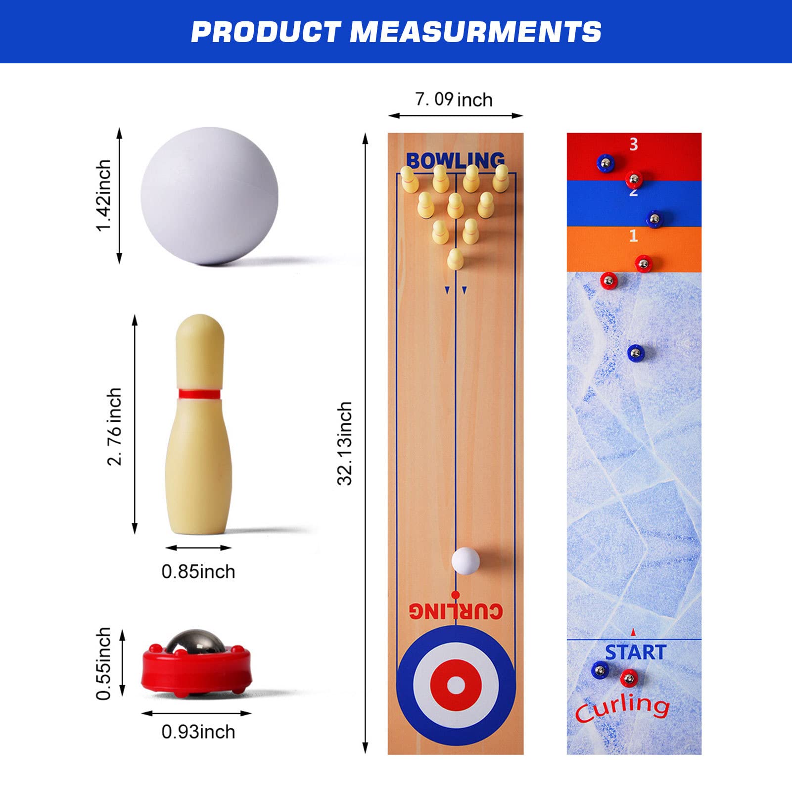 Tablero De Juego De Mesa 3 En 1 Para Fiesta Familiar, Tablero De Juego De Mesa Multifunción, Curling Bowling & Shuffleboard Juego Juego Interactivo Familiar De Interior