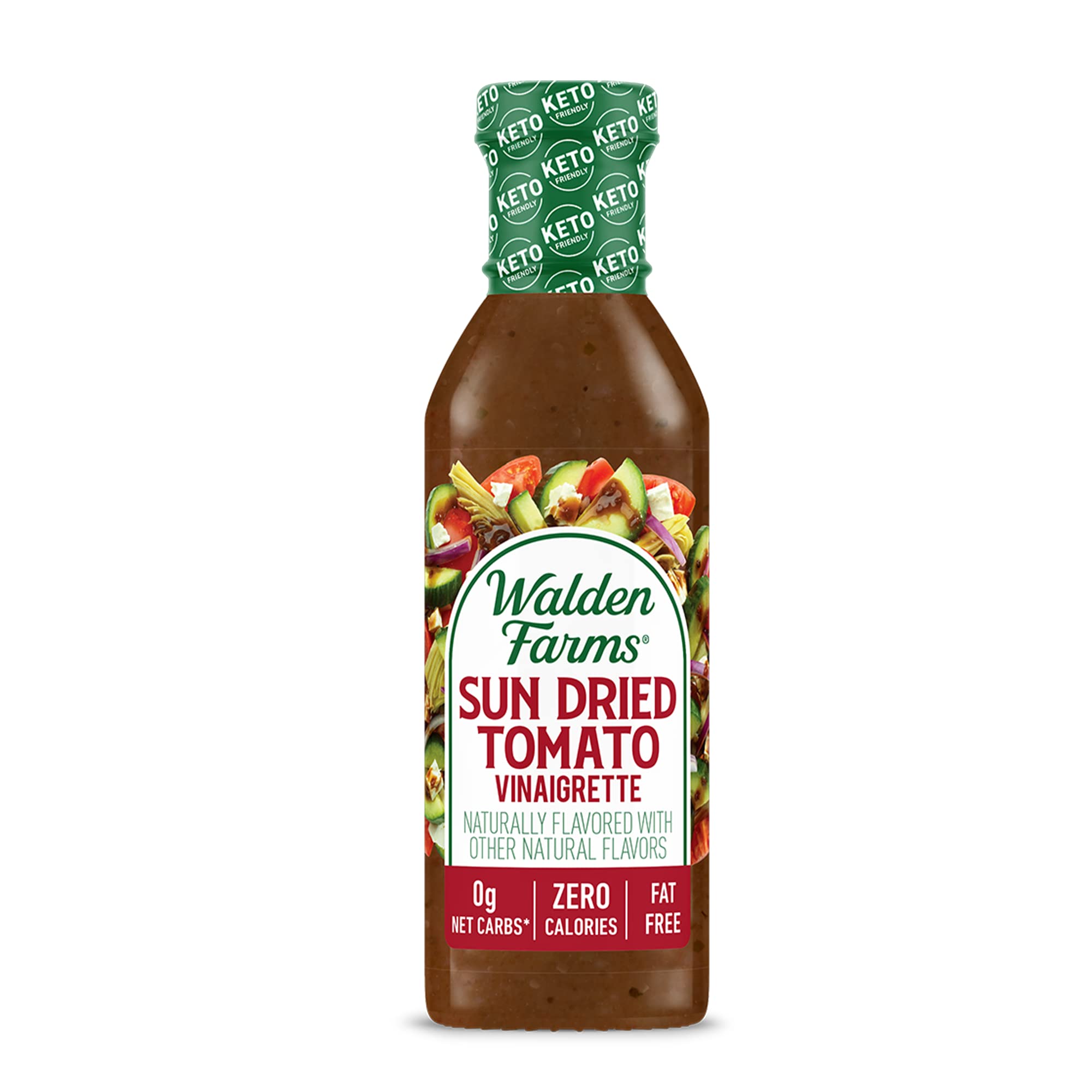 Walden Farms Sun Dried Tomato Vinaigrette Dressing 12 oz Bottle - Sugar Free 0g Net Carbs Condiment - So Tasty on Salad, Grilled Chicken, Vegetables, Marinade Meat or Fish and Many More