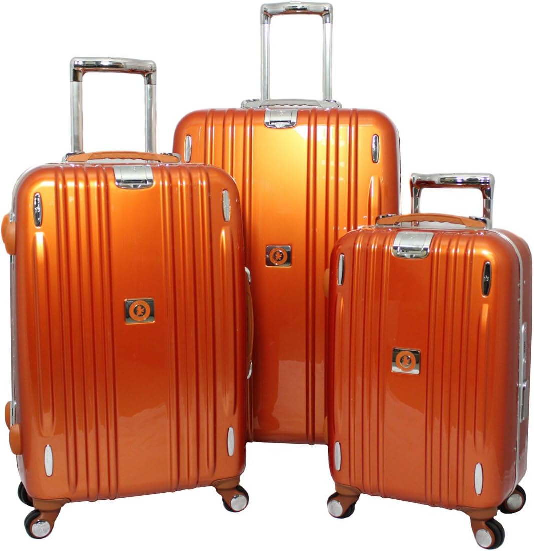 Heys CR-721-3PCSET-ORANGE USA Crown Edition M Elite Hardside Spinner Upright Luggage Set, Orange - 3 Piece