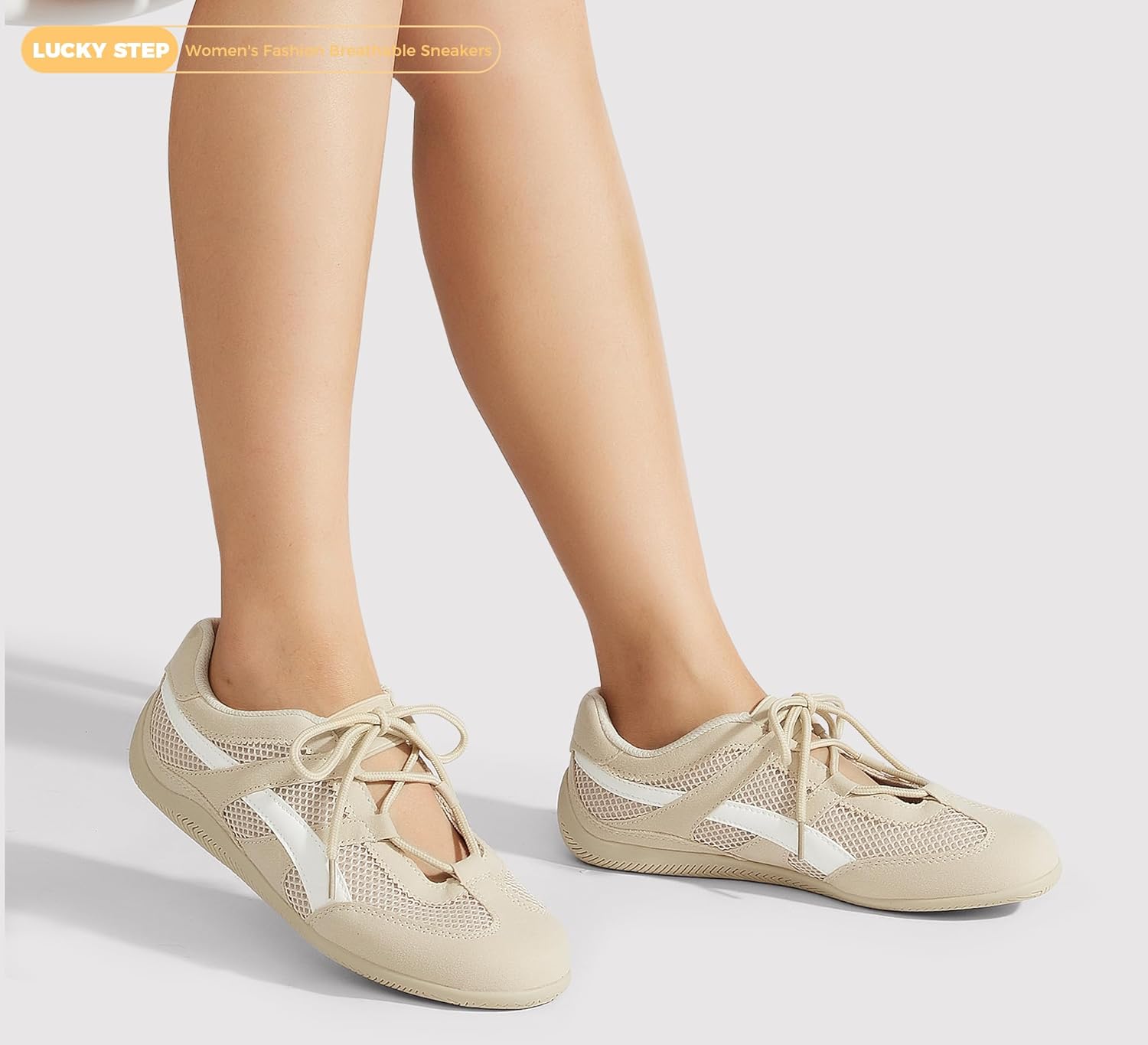 LUCKY STEP Women's Retro Casual Fashion Sneakers - Classic Thin Sole Walking Shoes - Lightweight Running Tennis Trainer Shoe - Non Slip Work Footwear - Image 2