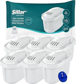 Sillar Wasserfilter Kartuschen - 6er Set - Kompatibel mit Brita Maxtra+, Marella, Elemaris, Style - BPA Frei - Effektiver Kalkfilter für reines Wasser