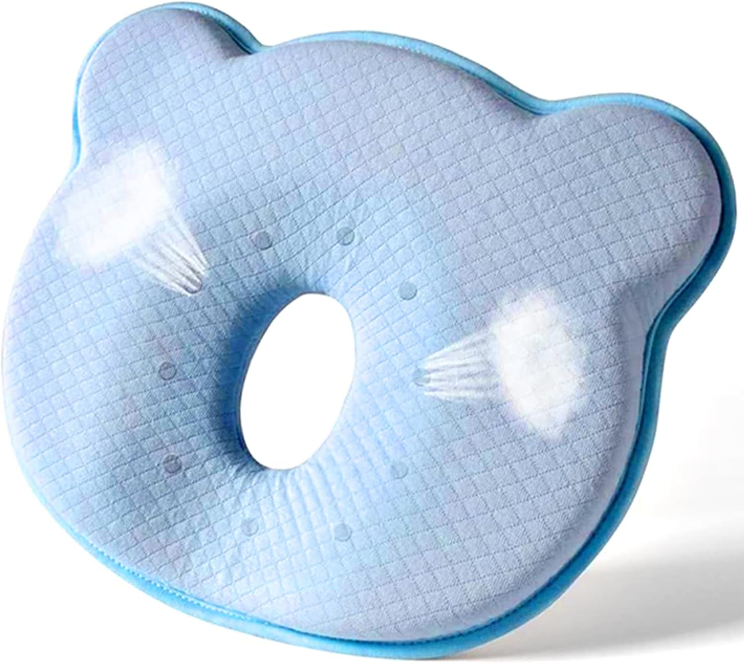 Memory Foam Baby Travel Pillow,Portable Cute Cartoon Bear Soft and Cozy Pillow, Breathable Bedding Set for Infants for Small Boys and Girls Prevent Flat Head Blue1