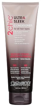 GIOVANNI 2chic Ultra-Sleek Conditioner - Brazilian Phyto-Keratin & Moroccan Argan Oil, Anti-Frizz Formula, Coconut, Shea Butter, Pro-Vitamin B5, Color Safe, Paraben Free - 8.5 oz