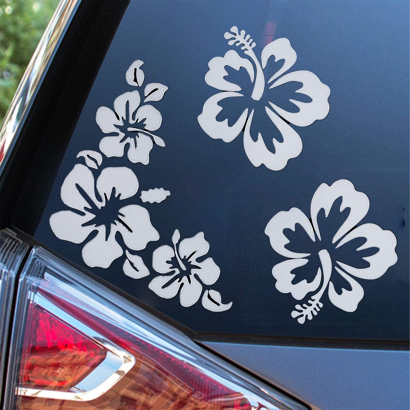 GORGECRAFT 3 Styles Hibiscus Flower Car Sticker Hawaiian