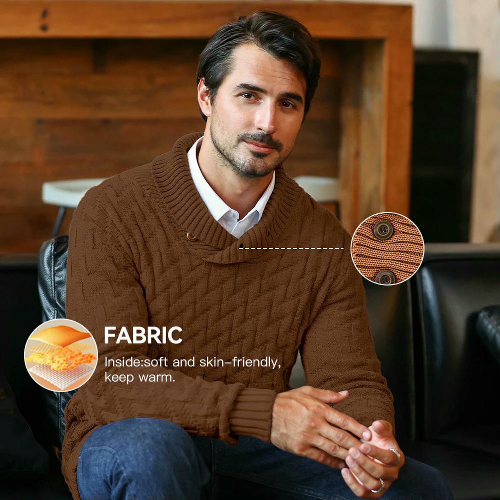 Suéter para Hombre Suéter De Invierno para Hombre, De Manga Larga, Holgado, Informal, De Color Sólido Y Grueso.-Amarillo-L