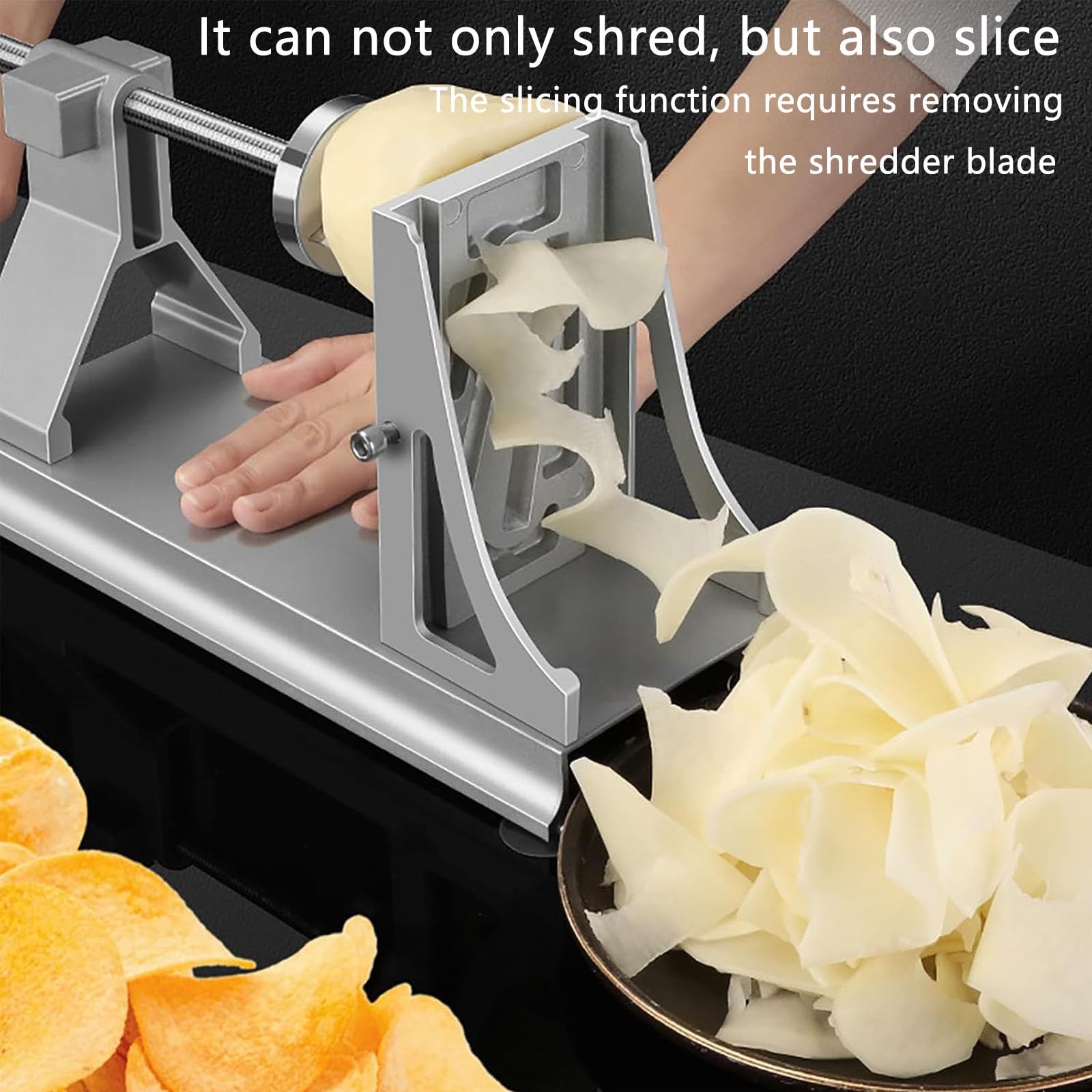 Rallador De Verduras Manual, Cortador De Patatas En Espiral De Acero Inoxidable, Con Almohadillas Antideslizantes Con Ventosas, 3 Cuchillas Reemplazables