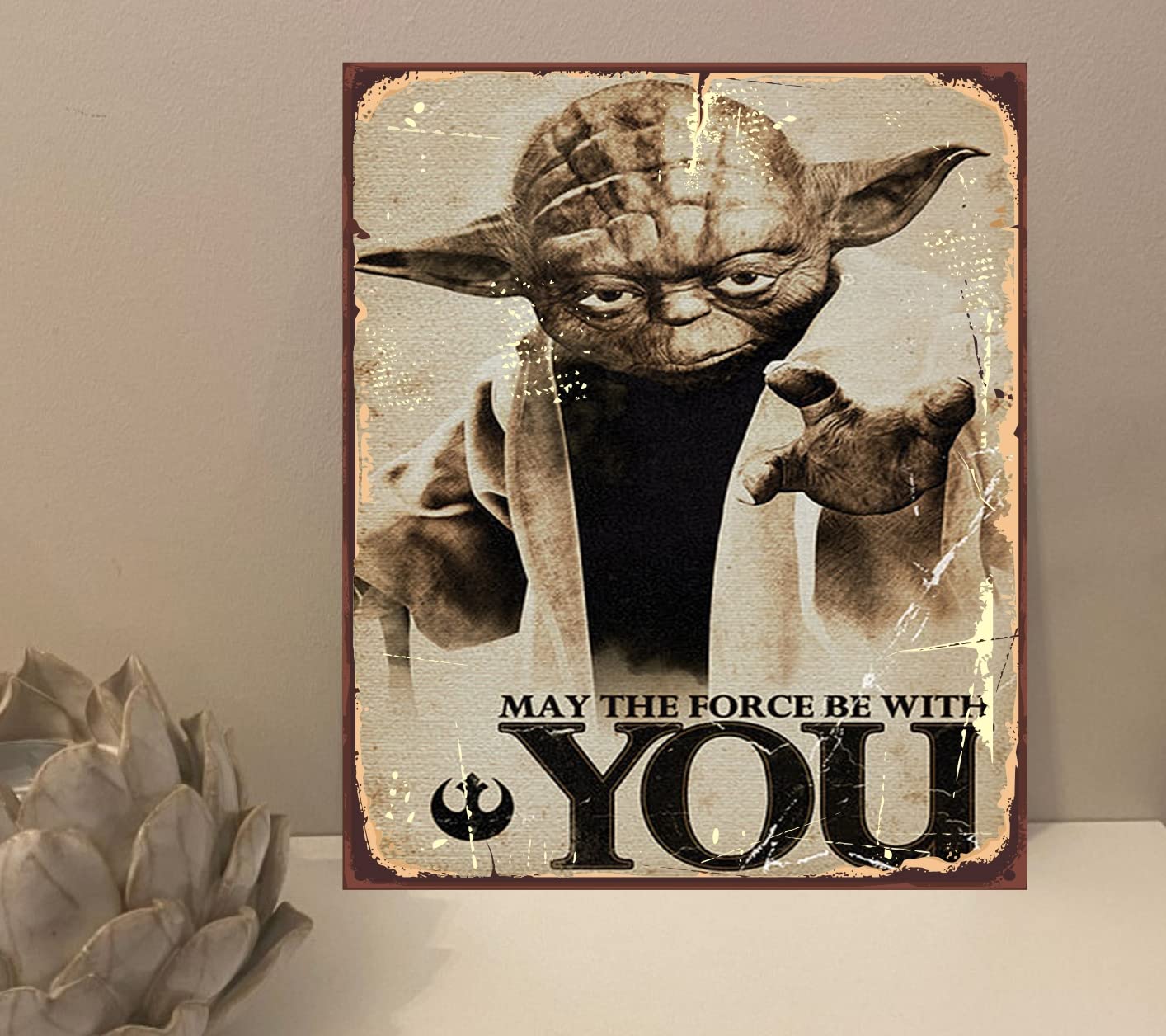 1x May The Force Be With You Vintage Rustic Metal Plaque Sign Gift Novelty (mt814) (250mm x 200mm)