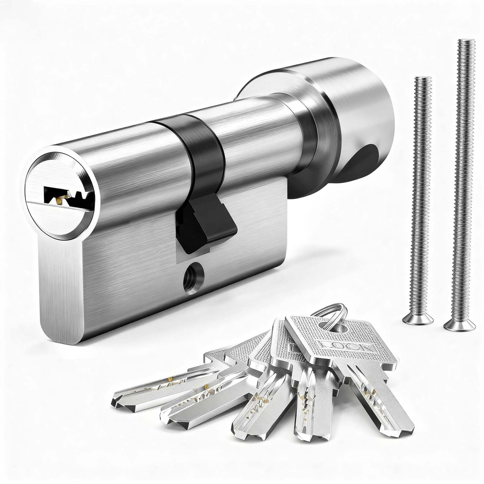 MANICAF Knaufzylinder 30/30, Euro-Zylinder-Schloss, Schließzylinder mit Knauf, Sicherheitsschloss Haustür, Zylinderschloss 60mm mit 5 Messing Schlüssel