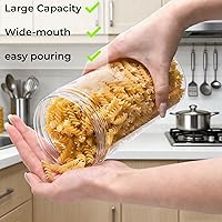 Vista 5 de Paquete de 8 tarros de plástico transparente con tapa, tarros redondos de almacenamiento de dulces de 46 onzas, frascos grandes vacíos, cilindros