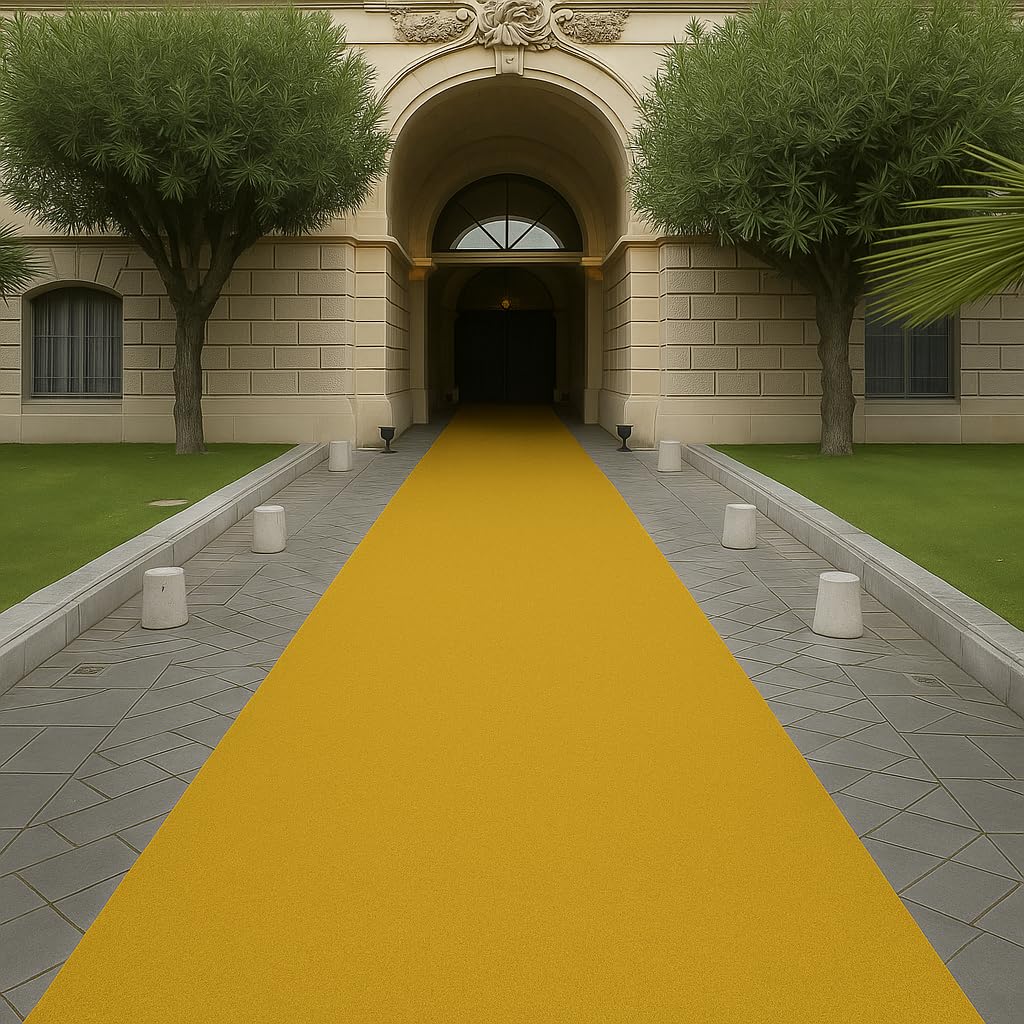 SERDECO DECORACIÓN - Alfombra para eventos | Moqueta ferial 2 metros de (Ancho) X (Oro, 5 metros de (Largo))