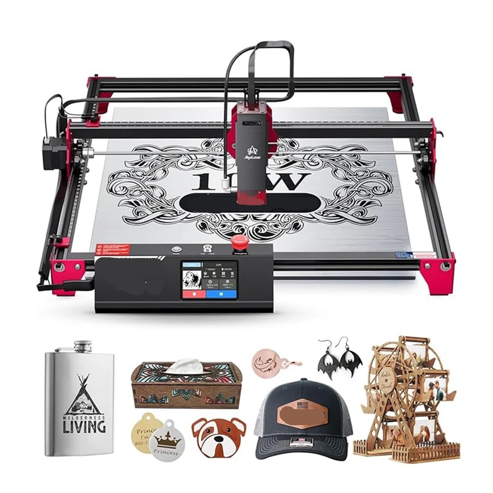 Máquina de Grabado Láser Máquina De Grabado Láser DIY 10W Corte Por Puntos Alta Precisión 3'. Grabador Pantalla Táctil 5 Pulgadas para Madera Metal Acrílico(10-watt engraving machine)