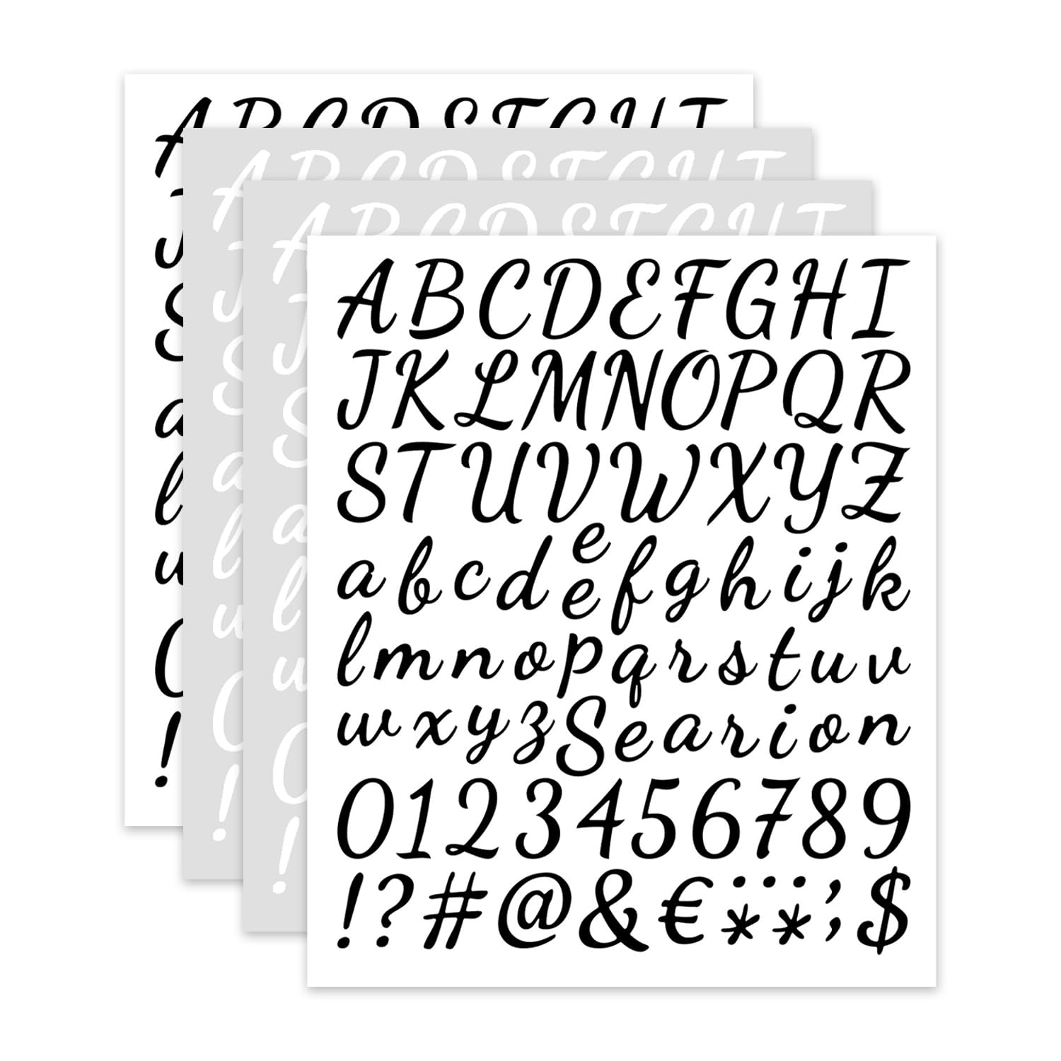 Rumyve Black, White Rumyve4 Package Self-Adhesive Vinyl Alphanumeric Symbol Sticker Kit, Vinyl Letter Sticker Scrapbook, Decoration, Craft And Diy, Mailbox