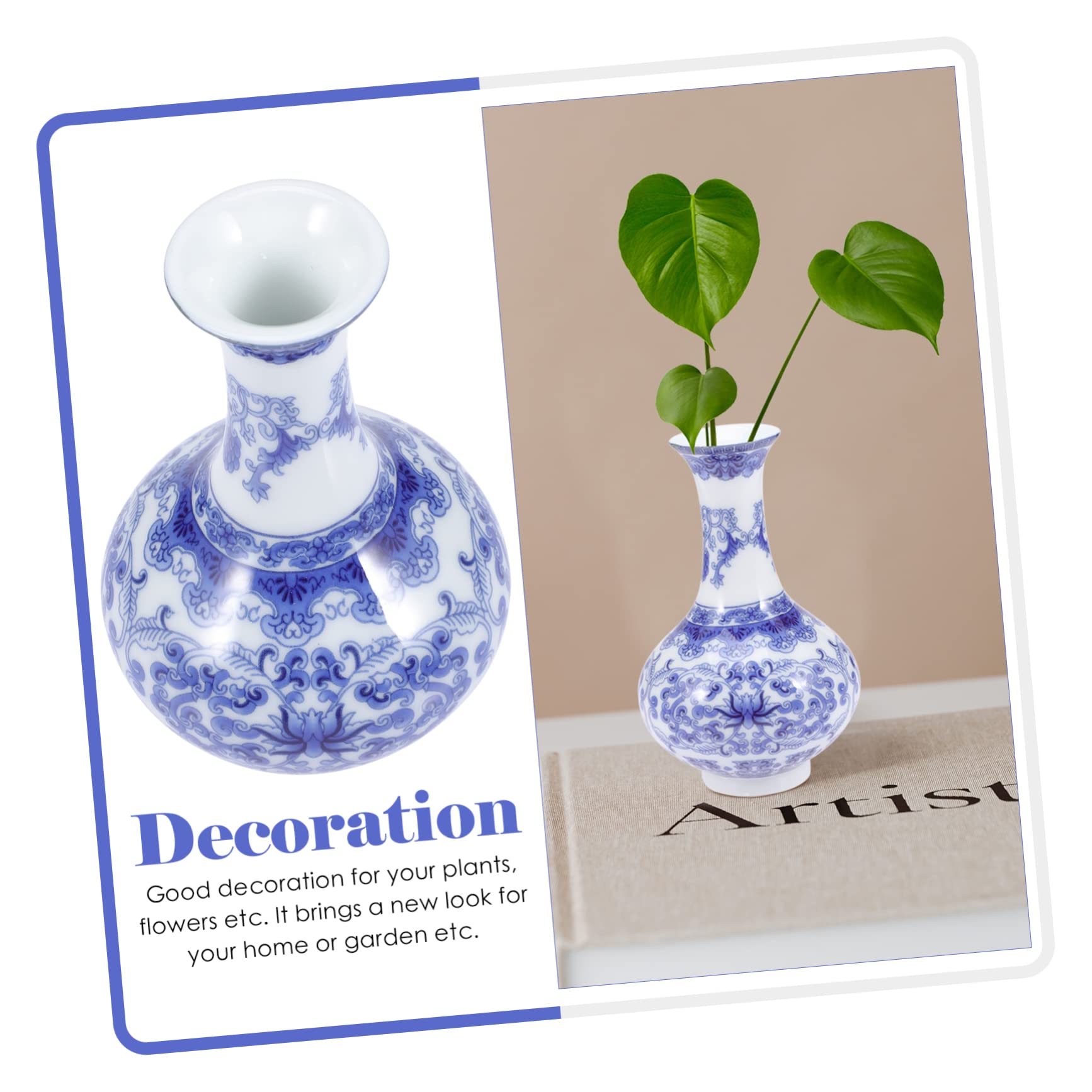 Amazon.co.jp: VORCOOL 青 白 磁器 花瓶 シノワズリ 花瓶 セラミック